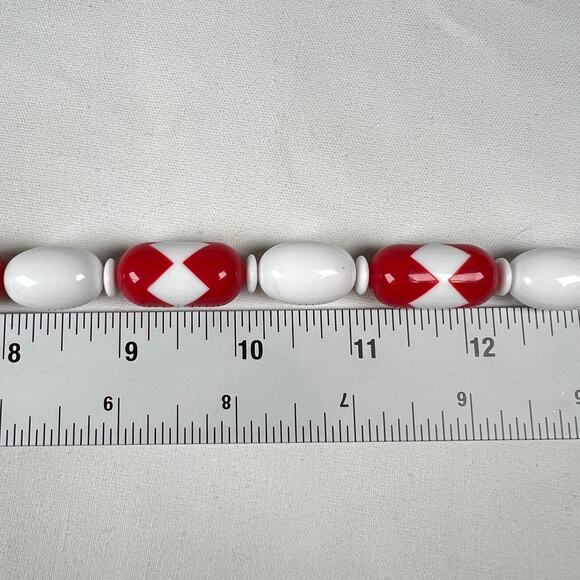 Avon 1987 Vintage Sunsations Red White Necklace Retro Chunky Statement - Picture 3 of 5